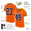 Custom Orange Navy-Gold Mesh Authentic Throwback Football Jersey