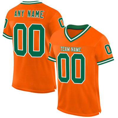 Custom Orange Kelly Green-White Mesh Authentic Throwback Football Jersey