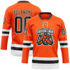 Custom Orange Black-White Hockey Lace Neck Jersey