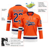 Custom Orange Navy-White Hockey Lace Neck Jersey