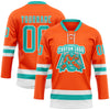 Custom Orange Aqua-White Hockey Lace Neck Jersey