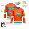 Custom Orange Aqua-White Hockey Lace Neck Jersey