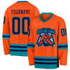 Custom Orange Navy-Teal Hockey Jersey