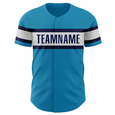 Custom Panther Blue White-Navy Authentic Baseball Jersey