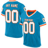 Custom Panther Blue White-Orange Mesh Authentic Throwback Football Jersey