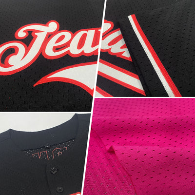 Custom Pink White Mesh Authentic Throwback Baseball Jersey