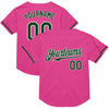 Custom Pink Green-White Mesh Authentic Throwback Baseball Jersey