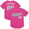 Custom Pink White-Black Mesh Authentic Throwback Baseball Jersey