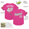 Custom Pink White-Green Mesh Authentic Throwback Baseball Jersey