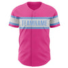 Custom Pink White-Light Blue Authentic Baseball Jersey