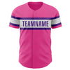 Custom Pink White-Purple Authentic Baseball Jersey