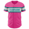 Custom Pink White-Teal Authentic Baseball Jersey