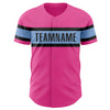 Custom Pink Light Blue-Black Authentic Baseball Jersey