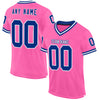 Custom Pink Royal-White Mesh Authentic Throwback Football Jersey