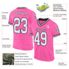 Custom Pink White-Black Mesh Authentic Throwback Football Jersey