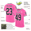 Custom Pink Black-White Mesh Authentic Throwback Football Jersey