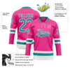 Custom Pink Teal-White Hockey Lace Neck Jersey