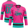 Custom Pink Aqua-Black Hockey Lace Neck Jersey