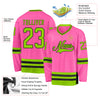 Custom Pink Neon Green-Black Hockey Jersey