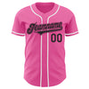 Custom Pink Black-White Authentic Baseball Jersey