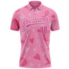 Custom Pink White 3D Pink Ribbon Breast Cancer Awareness Month Women Health Care Support Performance Polo Shirt