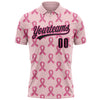 Custom Pink Black 3D Pink Ribbon Breast Cancer Awareness Month Women Health Care Support Performance Polo Shirt