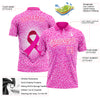 Custom Deep Pink Pink-White 3D Pink Ribbon Breast Cancer Awareness Month Women Health Care Support Performance Polo Shirt