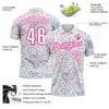 Custom White Hot Pink 3D Bowling Vintage Floral Performance Polo Shirt