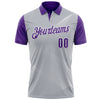 Custom Gray Purple-White 3D Bowling Line Performance Polo Shirt