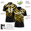 Custom Black Yellow-White 3D Bowling Dot Performance Polo Shirt