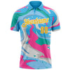 Custom Sky Blue Yellow Pink-Aqua 3D Bowling Splash Ink Performance Polo Shirt