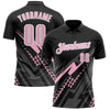 Custom Black Light Pink-White 3D Bowling Geometric Shape Performance Polo Shirt