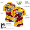 Custom Yellow Black-Red 3D Bowling Torn Paper Style Performance Polo Shirt