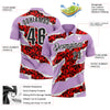 Custom Light Purple Black-Red 3D Bowling Torn Paper Style Performance Polo Shirt