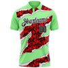 Custom Pea Green Black-Red 3D Bowling Torn Paper Style Performance Polo Shirt