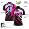 Custom Black Light Blue-Pink 3D Bowling Splash Ink Performance Polo Shirt