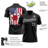 Custom Black White 3D Bowling American Flag Performance Polo Shirt