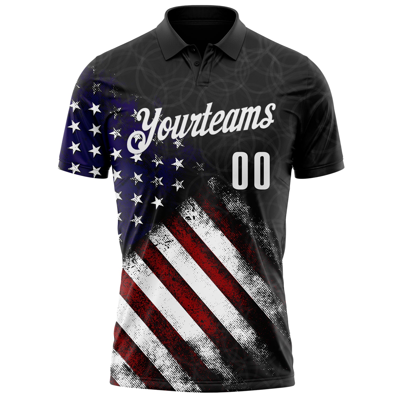 Custom Black White 3D Bowling American Flag Eagle Performance Polo Shirt