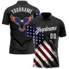 Custom Black White 3D Bowling American Flag Eagle Performance Polo Shirt