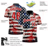 Custom Black Red-White 3D American Flag Performance Polo Shirt