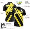 Custom Black Light Yellow-White 3D Bowling Line Shape Performance Polo Shirt