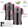 Custom Black Light Pink-White 3D Bowling Geometric Shape Performance Polo Shirt