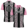 Custom Black Light Pink-White 3D Bowling Geometric Shape Performance Polo Shirt