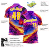 Custom Purple Yellow-White 3D Bowling Colorful Space Performance Polo Shirt