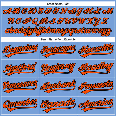 Custom Powder Blue Black Pinstripe Orange Authentic Baseball Jersey