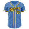 Custom Powder Blue Black Pinstripe Gold Authentic Baseball Jersey