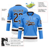 Custom Sky Blue Brown-White Hockey Lace Neck Jersey