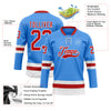 Custom Sky Blue Red-White Hockey Lace Neck Jersey