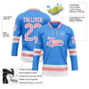 Custom Sky Blue Medium Pink-White Hockey Lace Neck Jersey