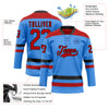 Custom Sky Blue Red-Black Hockey Lace Neck Jersey